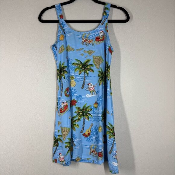 Vintage Dresses & Skirts - Vintage Bishop St Santa Christmas in Hawaii Tropical Vacation Mini Dress Size 12